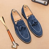 levne Poloformální-pánské semišové střapcové mokasíny – elegantní slip-on společenské boty, pohodlné a stylové, ideální pro podnikání, neformální události a formální příležitosti