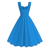 cheap Dresses-Retro Vintage 1950s Cocktail Dress Dress Flare Dress Solid Color Women&#039;s Masquerade Event / Party Bachelorette Party Festival Adults&#039; Dress Homecoming Dresses
