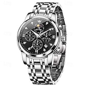 cheap Quartz Watches-New Olevs Brand Stainless Steel Band Men&#039;S Business Watch Calendar Luminous Chronograph Multifunction Simple Leisure Quartz Watch Fashion Waterproof Sports Men&#039;S Wristwatch