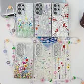 Недорогие Чехлы для Samsung-телефон Кейс для Назначение SSamsung Galaxy S24 Ultra S24 Plus S24 S24 ФЭ S23 Ultra А55 А35 А25 А15 5Г A54 S25 Ультра Кейс на заднюю панель с ремешком на запястье Защита от удара Ретро ТПУ ПК