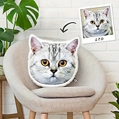 baratos Presentes Personalizados-Almofada Memorial de Presente Personalizada de Animal de Estimação Macia Aconchegante Impressão Duplex Lavável à Mão Design Contemporâneo Fechamento com Zíper Enchimento de Algodão Almofada