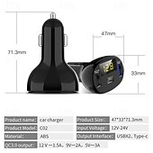 abordables Cargadores para coche-Kit de cargador de coche USB C, compatible con USB dual y tipo C, cargador de coche QC3.0 para productos electrónicos de consumo