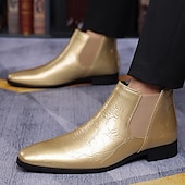 abordables Botas del Chelsea-Botines Chelsea de piel sintética de charol morado para hombre con elásticos: calzado elegante, formal e informal