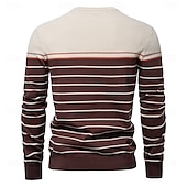preiswerte Herren Elite Hoodies &amp; Sweatshirts-Herren Pullover Gerippt Stricken Normale Oberteile Farbblock Gestreift Rundhalsausschnitt Strickware Täglich Outdoor Urlaub Bekleidung Frühling Herbst Wein Marineblau S M L