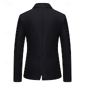 preiswerte Herren Klassische Blazer-Herren Blazer Sakko Geschäft Cocktailparty Hochzeitsfeier Modisch Brautkleider schlicht Frühling &amp; Herbst Baumwollmischung Farbblock Patchwork Knopf Komfortabel Einreihiger Verschluss Blazer Schwarz