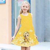 Girls' 3D Graphic Cartoon Snowflake Dress Sleeveless Summer Spring Vacation Daily Holiday Princess Beautiful Sweet Kids 4-12 Years Casual Dress A Line Dress Knee-length Regular Fit4