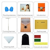お買い得  楽器-カリンバ 親指ピアノ ポータブル 17 キー ムビラ フィンガーピアノ チューンハンマーと学習指導付き 楽器 誕生日プレゼント 子供 大人 初心者 プロ用