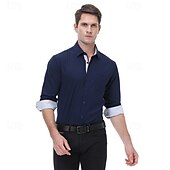 economico Camicie eleganti da uomo-Per uomo Camicie Camicia con bottoni Color Block Matrimonio Esterno Nero Bianco Vino Blu marino scuro Manica lunga Colletto alla francese Estate Primavera Abbigliamento