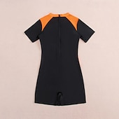 voordelige One Pieces Rash Guards-Dames Uitslagbescherming Zwempak Lapwerk Sneldrogend Lichtgewicht Ademend Korte mouw Romper Badpak Surfen Strand Watersport Zomer