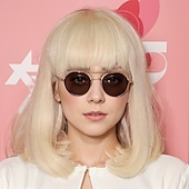 Lady Gaga Inspired Wigs Synthetic Wig Straight With Bangs Wig Short Light Blonde Synthetic Hair Women's Fashionable Design Soft Natural Blonde3