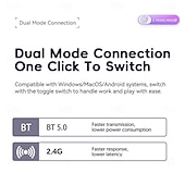 abordables Souris-Souris double mode transparente bt5.0 2.4g commutation à un bouton type-c 400mah souris rechargeable vitesse de mouvement à trois niveaux lumières rvb réglables housse pc magnétique pilotes