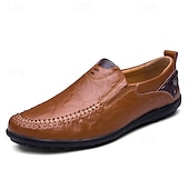 abordables Chaussures sans lacets &amp; mocassins-Mocassins à enfiler en similicuir marron clair pour hommes avec détails cousus à la main – chaussures décontractées confortables pour le travail, les voyages et le quotidien