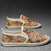 cheap Men&#039;s Slip-ons &amp; Loafers-Men&#039;s Animal Print Canvas Espadrille Slip-On Shoes with Jute Rope Sole – Comfortable Casual Summer Footwear