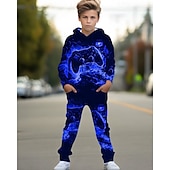 cheap Boy&#039;s 3D Sports &amp; Game-Boys 3D Graphic Game Hoodie &amp; Sweatpants Set Sports Suit Tracksuits Long Sleeve Spring Fall Daily Basic Casual Kids 4-12 Years Hooded Outdoor Vacation Sports Tailored Fit