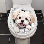 preiswerte Dekorative Wandaufkleber-lustiger weißer Toilettensitzaufkleber mit Hund - einfach anzubringen, entfernbar, Badezimmerwand &amp;Türaufkleber für eine verspielte Note