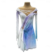 ieftine Rochii de patinaj artistic-Rochie de Patinaj Artistic Pentru femei Fete Πατινάζ στο πάγο Rochii Alb Mâneci cu Gaura Vopsirea Halo Înaltă Elasticitate Profesional Competiție Ținută Patinaj Termic cald Cristale / Strasuri Manșon