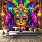 billige Ferievev-karneval mardi gras hengende billedvev maske veggkunst stor billedvev veggmaleri dekor fotografi bakteppe teppe gardin hjem soverom stue dekorasjon