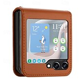 cheap Samsung Cases-Phone Case For Samsung Galaxy Z Flip 6 Z Flip 5 Z Flip 4 Z Flip 3 Back Cover Shockproof Retro TPU PU Leather