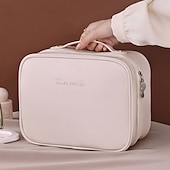 voordelige Sieradenkistjes-3-in-1 multifunctionele PU cosmetische tas, grote capaciteit en premium draagbare make-up kwasten organizer, reis make-up koffer, Moederdag cadeau voor vrouwen