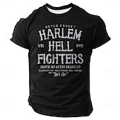 お買い得  メンズおもしろTシャツ-ハーレムヘルファイターズ369歩兵連隊男性用Tシャツ WWI WWII 軍事歴史を忘れないグラフィックTシャツ