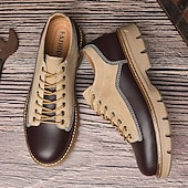 economico Casuale-scarpe stringate in pelle sintetica e pelle scamosciata resistenti da uomo: calzature casual eleganti per l&#039;uso quotidiano e all&#039;aperto