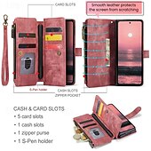 abordables Carcasas Samsung-Funda para teléfono Samsung Galaxy Z Fold 6 Z Fold 5 Z Fold 4 Z Fold 3 funda de billetera con soporte de pie cremallera retro TPU PU cuero