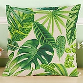 baratos estilo floral e plantas-conjunto clássico de 6 fronha de algodão / capa de almofada, novidade botânica clássica retro tradicional / clássica almofada de linho falso para sofá sofá-cama poltrona verde
