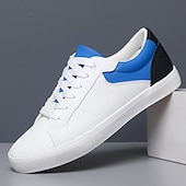 economico Casuale-sneakers casual da uomo con lacci bianchi e blu – comode scarpe basse per l&#039;uso quotidiano e le attività all&#039;aperto
