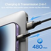 رخيصةأون كابلات الهاتف الخليوي-جوي روم كابل يو اس بي سي 60W 6.6 قدم USB A إلى micro USB / USB C. 3 A خاصية الشحن السريع نايلون مضفر من أجل سامسونج شاومى هواوي اكسسوارات الجوال