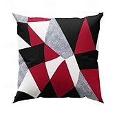 baratos estilo geométrico-Capa de almofada decorativa com padrão argyle 1 peça, capa de almofada quadrada macia, fronha para quarto, sala de estar, sofá, cadeira, preto, cinza, branco, vermelho, verde