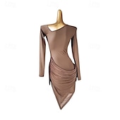 abordables Tenues de danse latine-Danse de la salsa latine Robe Gland Fantaisie Femme Utilisation Entraînement manche longue Polyester Maille