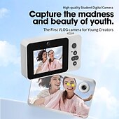 cheap Digital Camera-Digital Camera High-Definition Digicam Point and Shoot Camera for Photography and Video Recording Retro Travel Gift with Selfie Mirror