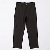 ieftine Retro-Bărbați Pantaloni de in Pantaloni Pantaloni de vară Multi Buzunare Picior drept Simplu Confort Respirabil Lungime totală În aer liber Zilnic Ieșire Modă Șic Stradă Negru Alb