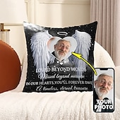 お買い得  パーソナライズされたギフト-カスタムメモリアルピローカバー 写真クッションカバー スロー・ピロー 哀悼ギフト パーソナライズド メモリアルギフト 言葉を超えた愛