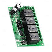 abordables Verrous de portes-Module récepteur relais universel sans fil 433 MHz DC 12 V 4 canaux avec télécommande RF 4 canaux