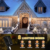 economico Striscie luci ad energia solare-luci a stringa da 3 m alimentate ad energia solare 300 LED con telecomando a 13 tasti bianco caldo bianco freddo blu luci natalizie per interni festa matrimonio 1 pz