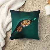 billiga djurstil-dekorativt kuddfodral söt kattunge peekaboo grafisk 1 st mjukt fyrkantigt kuddfodral örngott för sovrum vardagsrum soffa soffstol