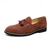 levne Poloformální-pánské semišové střapcové mokasíny – elegantní slip-on společenské boty, pohodlné a stylové, ideální pro podnikání, neformální události a formální příležitosti