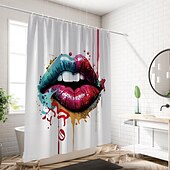 cheap Shower Curtains-Shower Curtain with 12 Hooks 180cm*180cm(70&quot;*70&quot;) Polyester Washable Waterproof Pattern Bathroom Bathtub Decor Sexy Red Lip