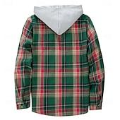 economico Camicie da uomo-Per uomo Camicia Camicia di flanella Sovracamicia Camicia di Natale A quadri Esterno Strada Nero Verde Caffè Manica lunga Con cappuccio Inverno Primavera &amp; Autunno Abbigliamento
