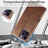 levne Pouzdra pro iPhone-telefon Carcasă Pro iPhone 16 15 14 Pro Max Plus iPhone 13 12 11 Pro Max Mini Flip Cover se stojánkem Magnetické Slot pro kartu Retro TPU PU kůže