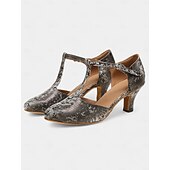 abordables Chaussures de danses latines-chaussures de danse latine métalliques élégantes pour femmes avec semelle en daim souple et bride en T | parfaites pour l&#039;entraînement et les performances