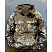 economico felpe con cappuccio da uomo di base-Per uomo Felpa con cappuccio Felpa con cappuccio e cerniera a un quarto Nero Vino Verde militare Blu Reale Cachi Con cappuccio Mimetico Collage Tasca frontale Sportivo Giornaliero Per eventi