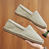 cheap Men's Slip-ons &amp; Loafers-Men's Red Canvas Espadrille Slip-On Shoes with Jute Rope Sole – Comfortable Summer Footwear