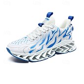 economico Sneakers da uomo-sneakers da uomo verde neon con fiamme, design audace a onde con tomaia traspirante e suola ammortizzata, perfette per lo streetwear e uno stile di vita attivo