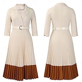 economico Lunghezza del tè-abito da sposa a trapezio elegante vintage semplice scollo a V lunghezza tè manica a 3/4 con pieghe 2025