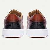 billiga Premium sneakers i läder-bruna lädervävda sneakers med vit sula för män | mångsidig för casual och business casual
