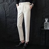 abordables Mince-Homme Remise de diplôme Dress Pants works Pantalon Naples Pantalons Chinos Boutons Avec Poches Jambe Droite Uni Confort Formel Soirée Travail Mode Style Classique Noir Blanche Micro-Élastique