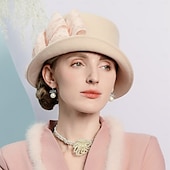 olcso Partikalapok-kalapok 100% gyapjú tányér / cloche sapka esküvői tea party elegáns esküvő csípős fejfedővel