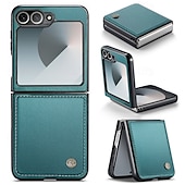 cheap Samsung Cases-Phone Case For Samsung Galaxy Z Flip 6 Z Flip 5 Back Cover Magnetic Support Wireless Charging Card Slot Retro TPU PU Leather